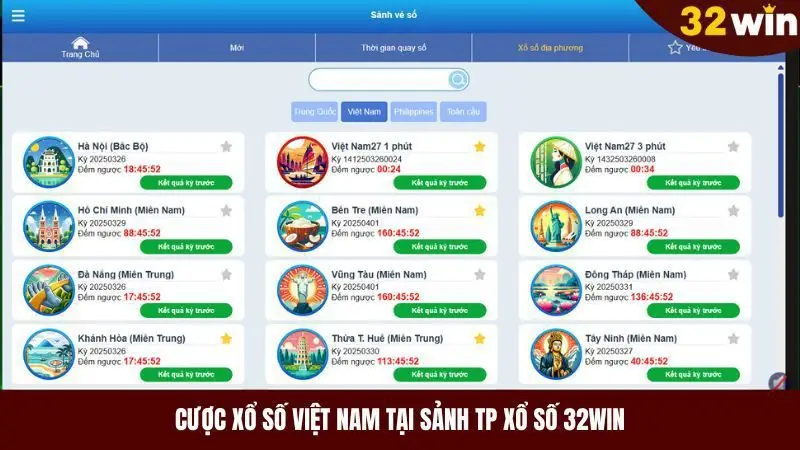 Sảnh TP xổ số địa phương cập nhật đầy đủ các đài 3 miền
