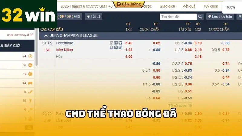 Cá cược bóng đá tại sảnh CMD đầy hấp dẫn