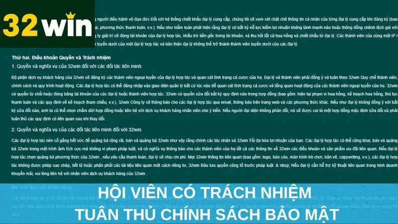 Hội viên có trách nhiệm tuân thủ chính sách bảo mật